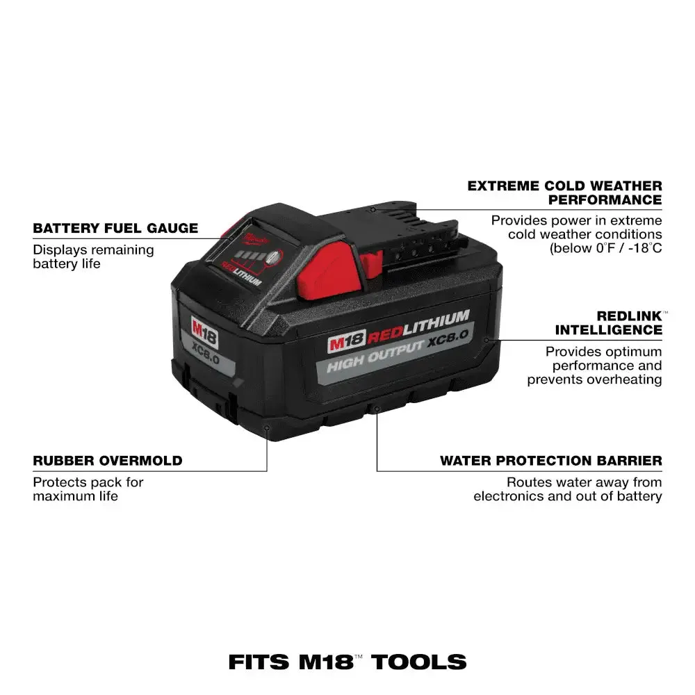 Milwaukee M18 REDLITHIUM HIGH OUTPUT 18V XC8.0 Battery