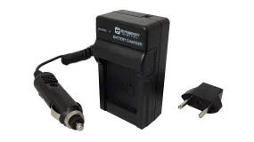 Mini Battery Charger Kit for Panasonic CGA-S005, S007, S008 Batteries - 110/220v with Car Adapter and European Adapter