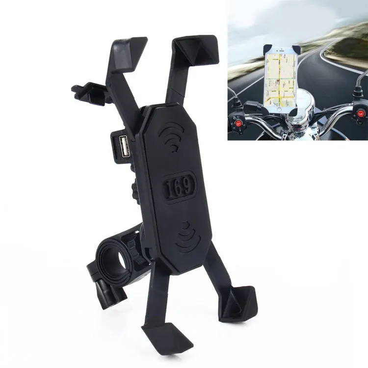 Motorcycle Bike Handlebar 5V 2.4A USB Charger Adjustable Angle Holder for 3.5-6 inch Phone, GPS