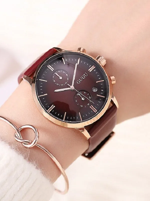 Multifunctional Leather Watch Male&Female