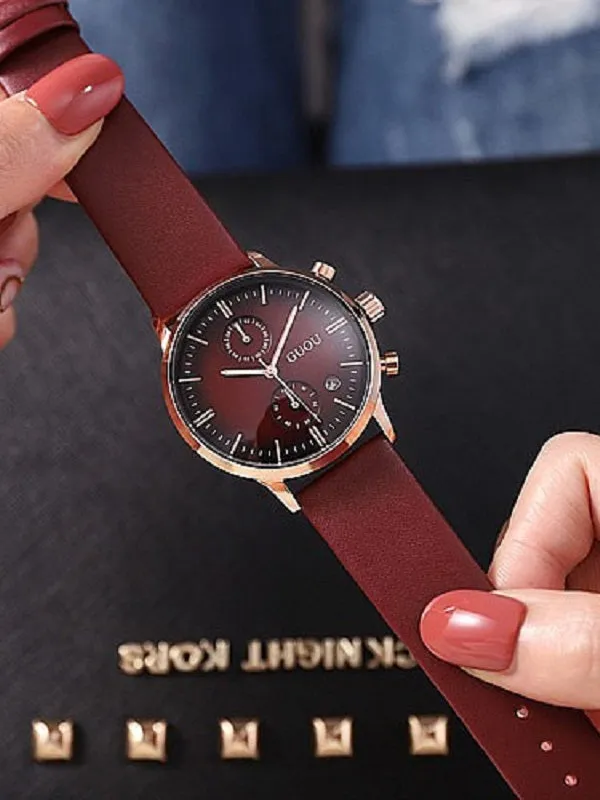 Multifunctional Leather Watch Male&Female