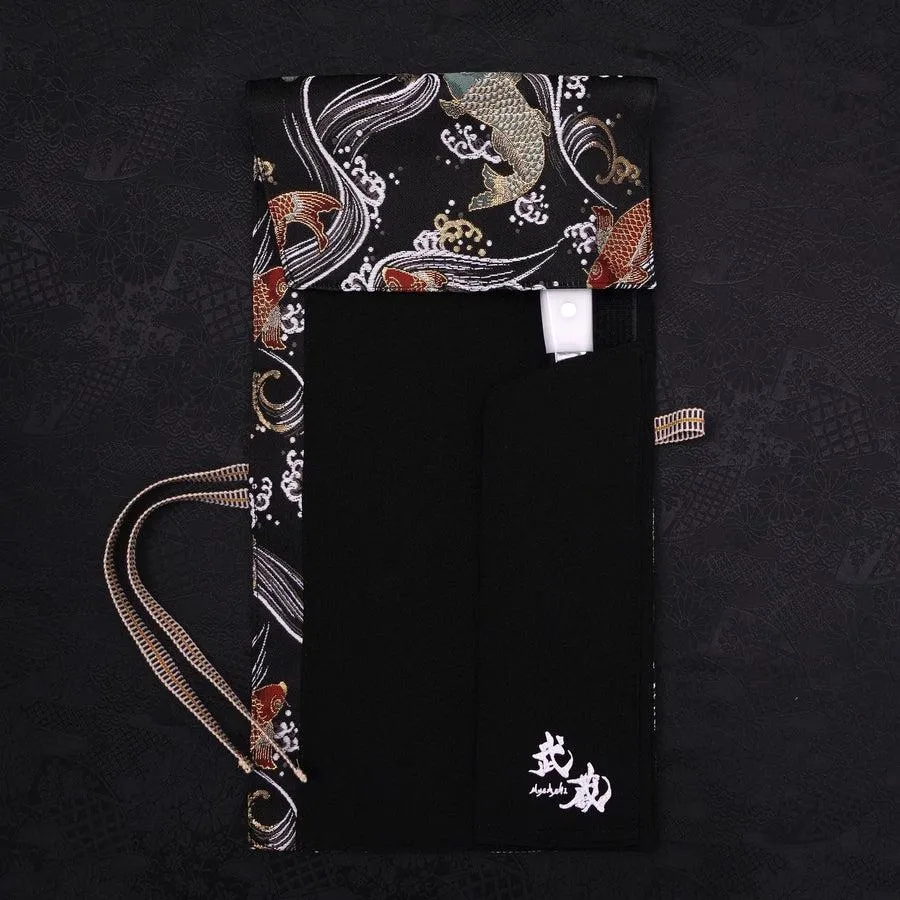 Musashi Japanese Style Kitchen Knife Roll Black Koi 1 Pocket Handmade