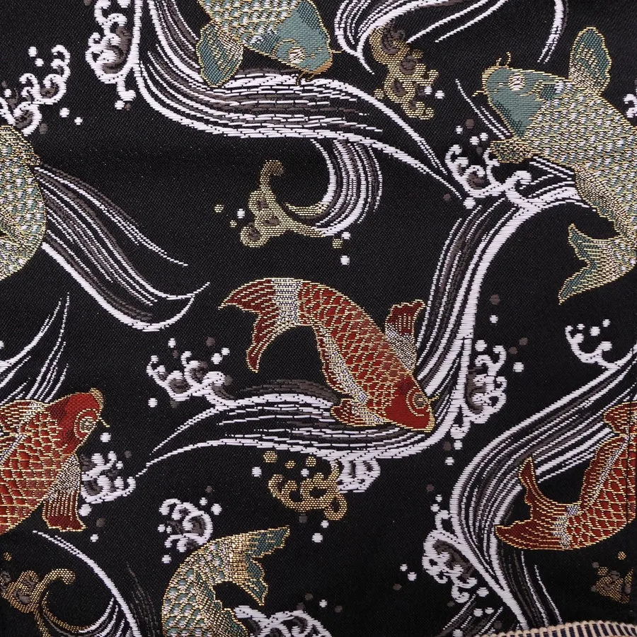 Musashi Japanese Style Kitchen Knife Roll Black Koi 1 Pocket Handmade