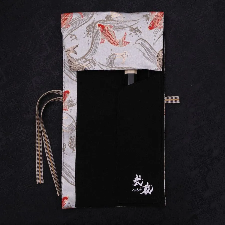 Musashi Japanese Style Kitchen Knife Roll White Koi 1 Pocket Handmade