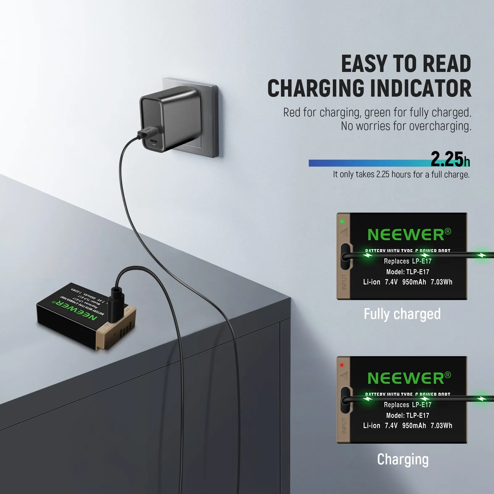 NEEWER 950mAh LP-E17 Canon Replacement Camera Battery