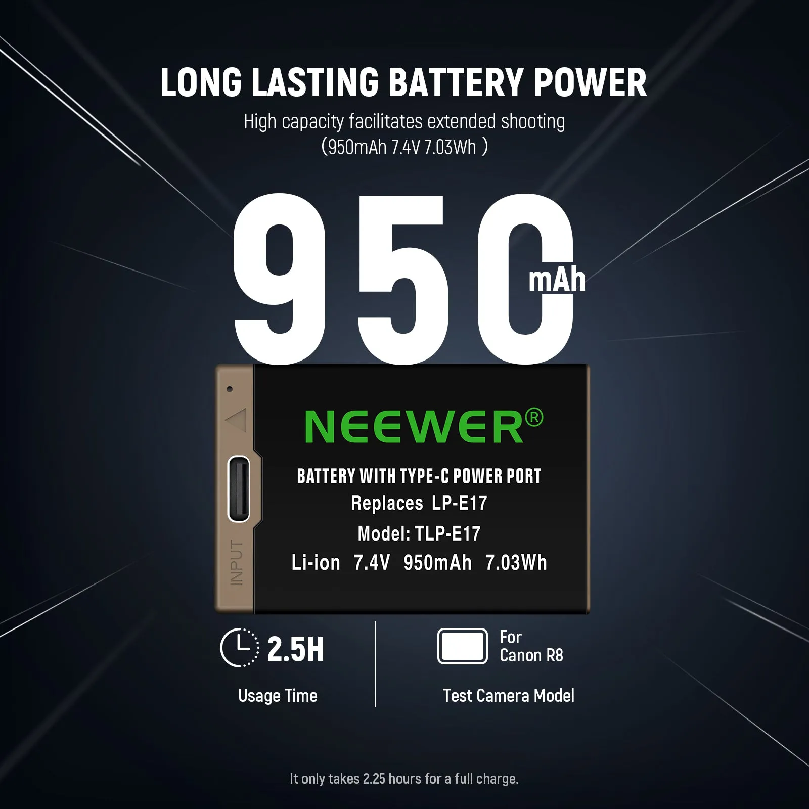 NEEWER 950mAh LP-E17 Canon Replacement Camera Battery