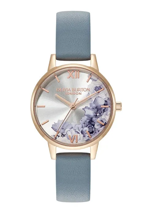 OLIVIA BURTON ILLUSTRATED FLORAL DIAL CHALK BLUE LEATHER 24000227