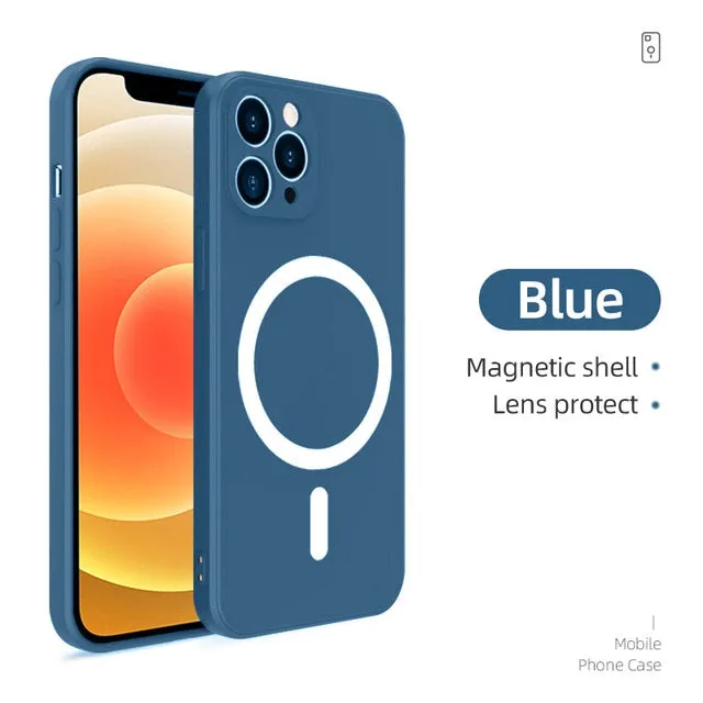 Original Liquid Silicone Wireless Magnetic Phone Case for iPhone 12 mini 12 Pro Max Back Soft Cover for iPhone 11 Pro Max