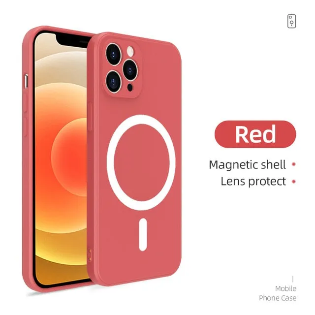 Original Liquid Silicone Wireless Magnetic Phone Case for iPhone 12 mini 12 Pro Max Back Soft Cover for iPhone 11 Pro Max