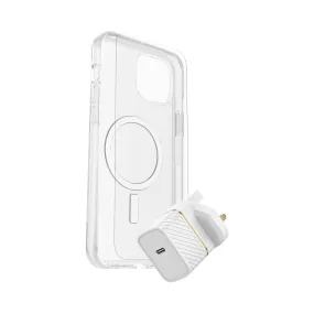 OtterBox KIT for iPhone 15 Plus - Symmetry  Clear Cover with MagSafe / Glass Screen Protector / 30W Charger