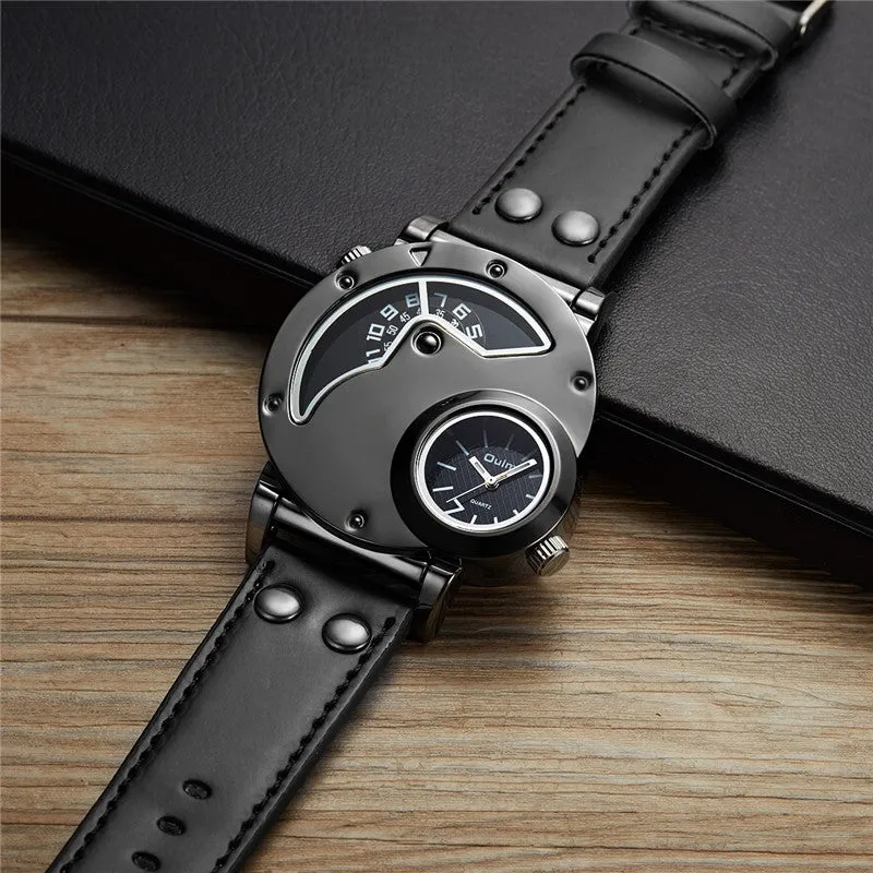 Oulm Male Casual Leather Strap Military Wristwatch Clock Mens Watch Top Brand Quartz-watch relogio masculino