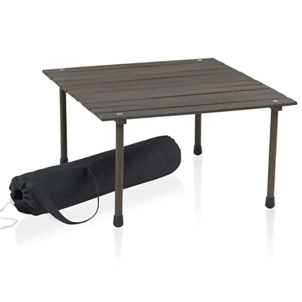 Outdoor Portable Wood Roll Up Table in Espresso 26"L x 26"W x 16"H