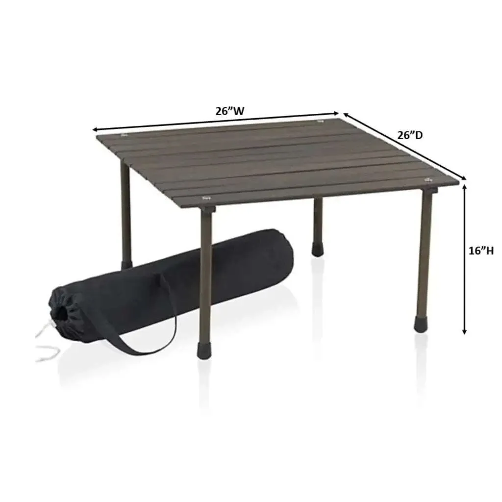 Outdoor Portable Wood Roll Up Table in Espresso 26"L x 26"W x 16"H