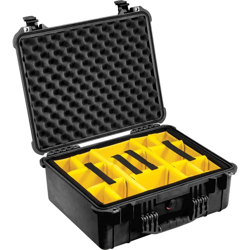 Pelican 1554 Waterproof 1550 Case with Yellow and Black Divider Set (Black)