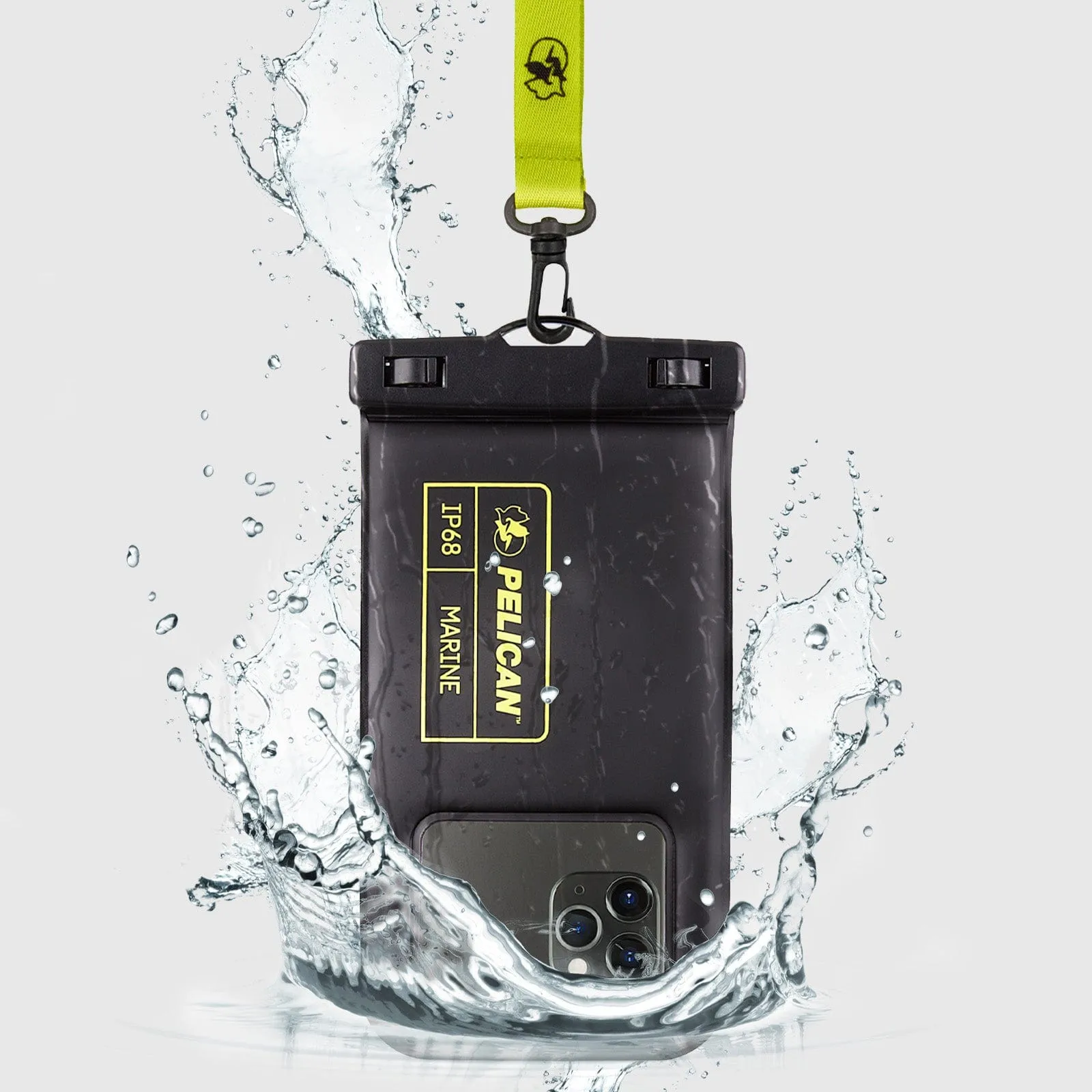 Pelican Marine Waterproof Floating Pouch (Black/Hi Vis Yellow)- Phone Pouch