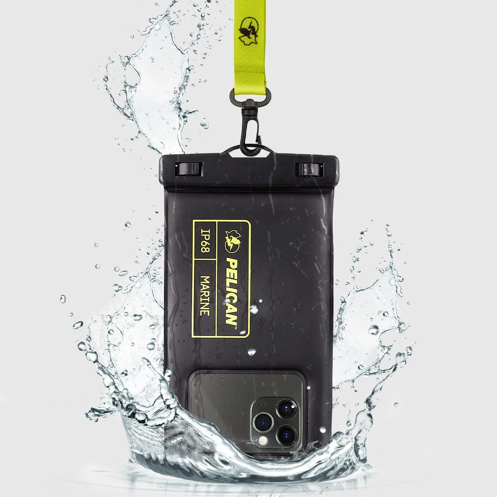 Pelican Marine Waterproof Floating Pouch (Black/Hi Vis Yellow)- Phone Pouch