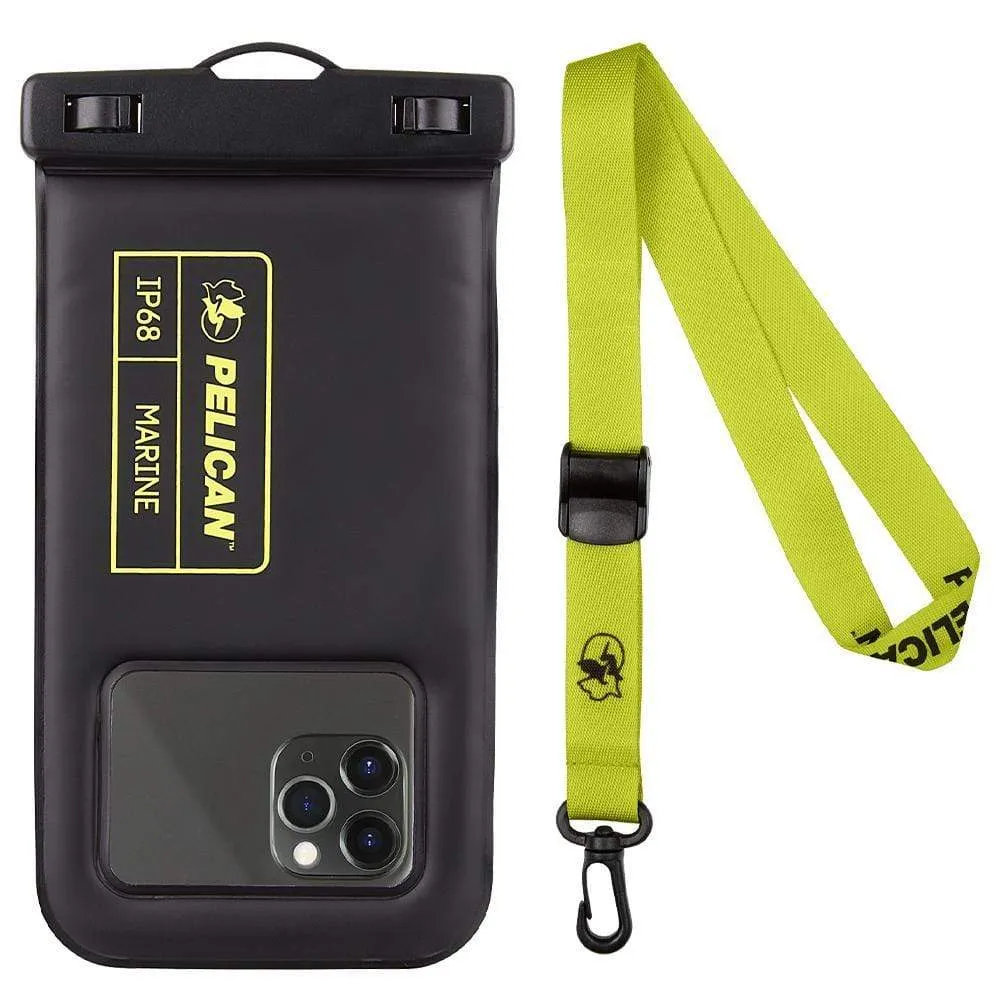 Pelican Marine Waterproof Floating Pouch (Black/Hi Vis Yellow)- Phone Pouch