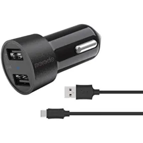 Porodo Dual Usb Car Charger Porodo Dual Usb Car Charger 3.4A With 1.2M/4Ft Type-C Cab