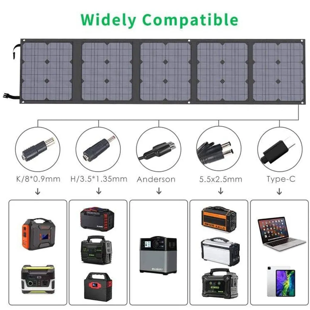 Portable Folding 100W Solar Panel Charger, High Efficiency, USB & Type-C Ports - BigBlue