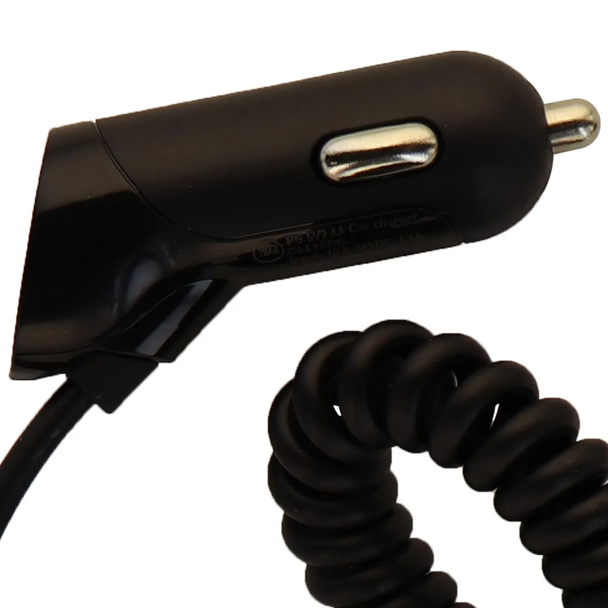 PureGear 12W 2.4A Coiled Car Charger for iPhones - Black