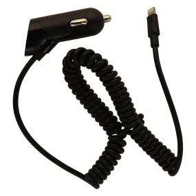 PureGear 12W 2.4A Coiled Car Charger for iPhones - Black