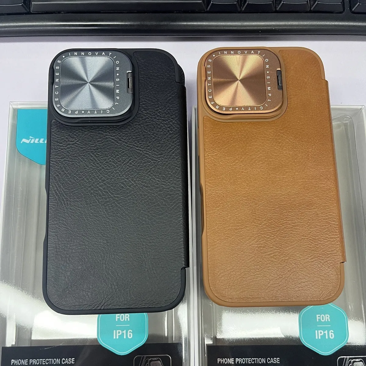 Qin Pro Leather PC Phone Case With Lens Bracket For iPhone