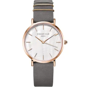 Rosefield WEGR-W75 West Village Mother of Pearl Grey Leather Ladies Watch