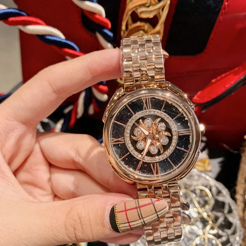 Rotatable Flower Pattern Dial Women's Watch