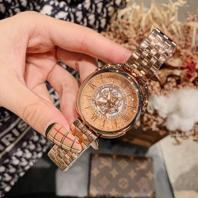 Rotatable Flower Pattern Dial Women's Watch