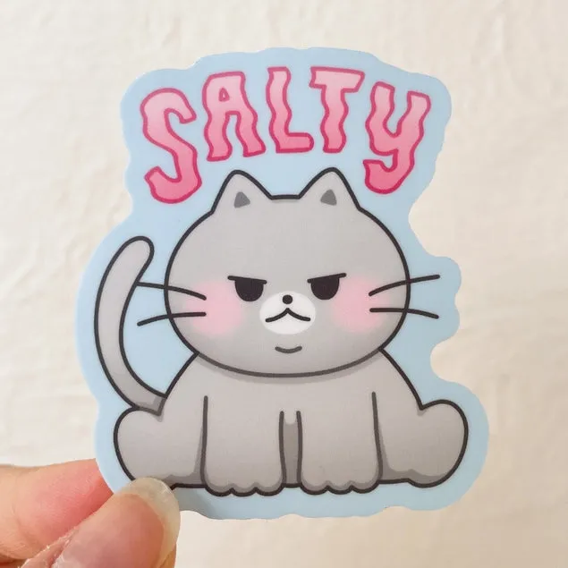 Salty Chonky Gray Cat Sticker