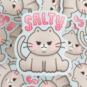 Salty Chonky Gray Cat Sticker