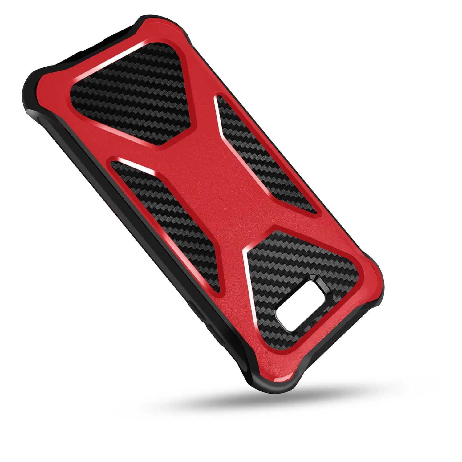 Samsung Galaxy J7 (2017) / J7 Sky Pro / J7 Perx / J7 V / J7 Prime / Galaxy Halo Case, Rugged Slim Rotating Swivel Lock Carbon Fiber Combo Clip Cover - Red