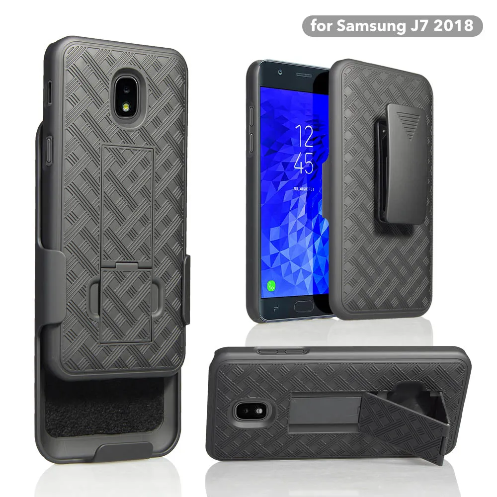 Samsung Galaxy J7 V 2nd Gen/J7 Crown/J7 Top/J7 2018/J7 Star/J7 Achieve/J7 Refine/J7 Aero/J7 Aura Case, Rugged Slim Rotating Swivel Lock Holster Shell Combo Clip Cover For Galaxy J7 (2018)