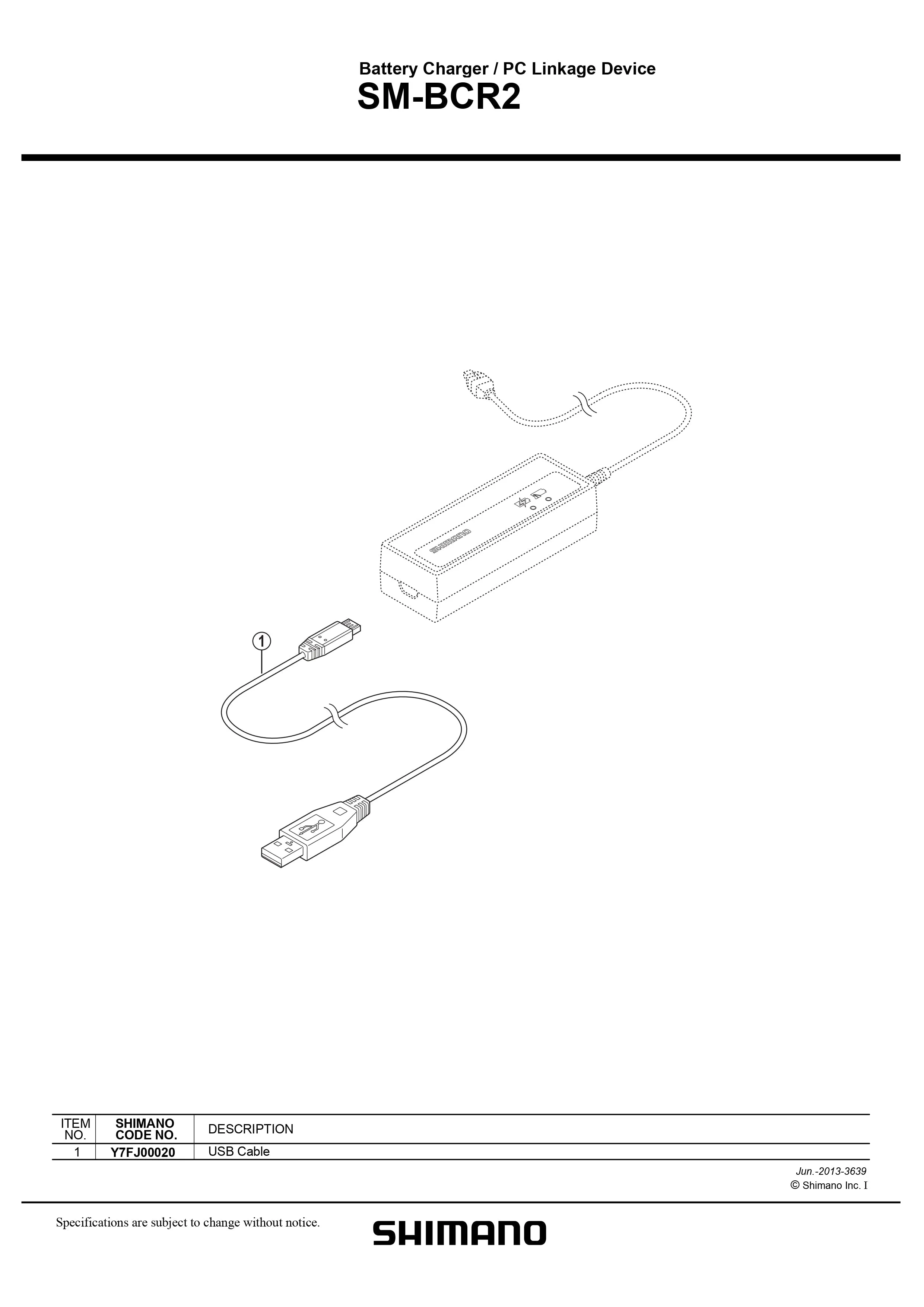 SHIMANO SM-BCR2 Di2 Internal Battery Charger for SM-BTR2