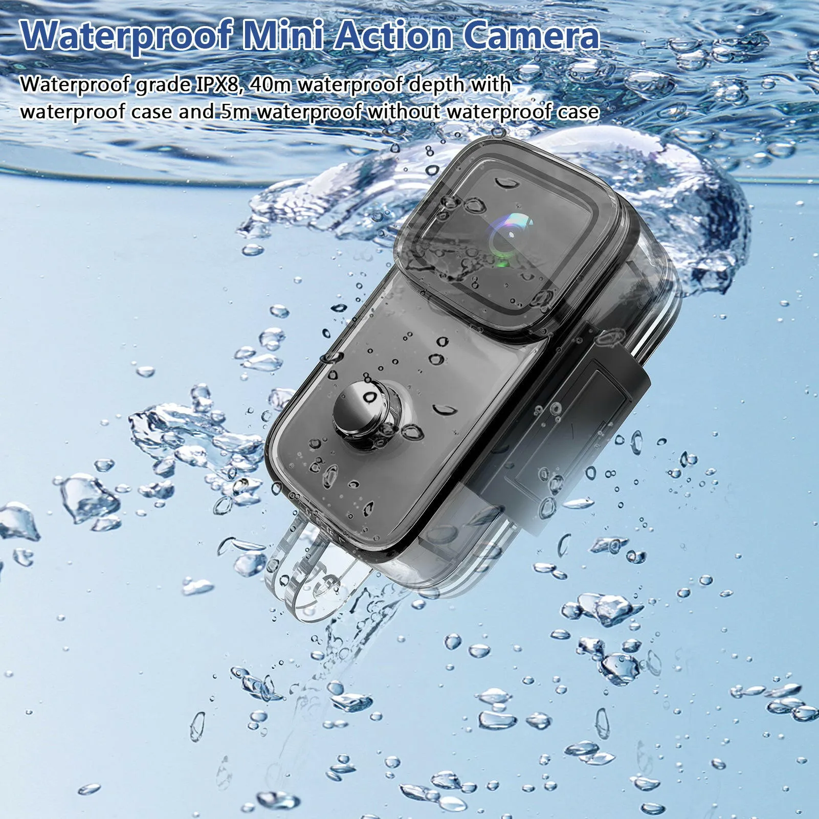 SJCAM C200 4K Mini WiFi Action Camera with 1.28 Inch IPS Screen 5M Body Waterproof 6-Axis Anti-Shake Supports Face Recognition Night Vision Built-in Rechargeable Battery