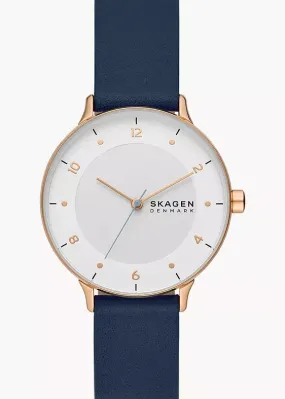 SKAGEN RIIS WHITE DIAL BLUE LEATHER BAND SKW3090