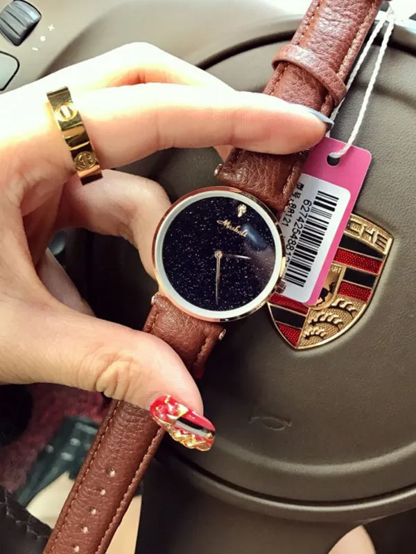 Starry Sky Leather Belt Women's Watch