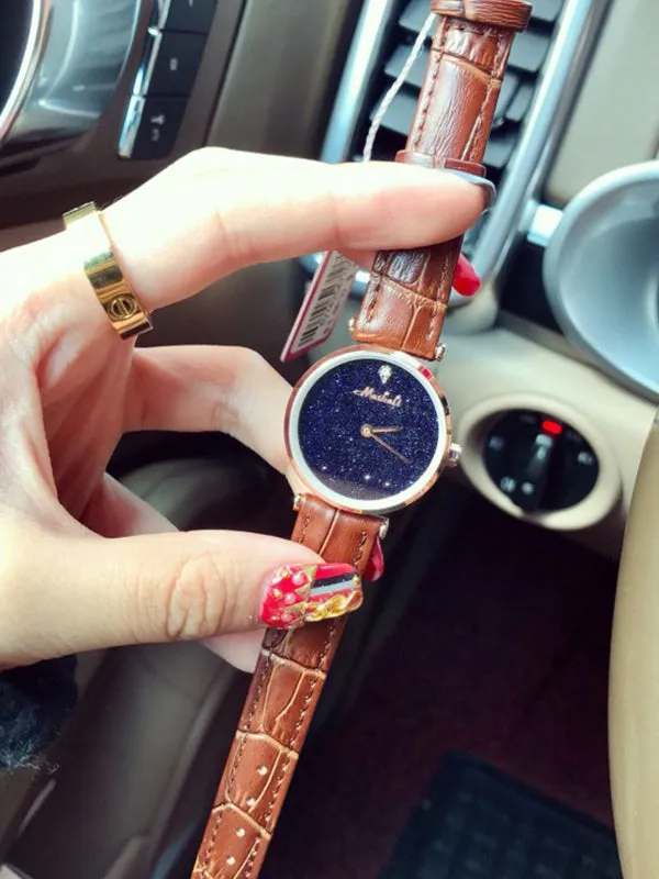 Starry Sky Leather Belt Women's Watch