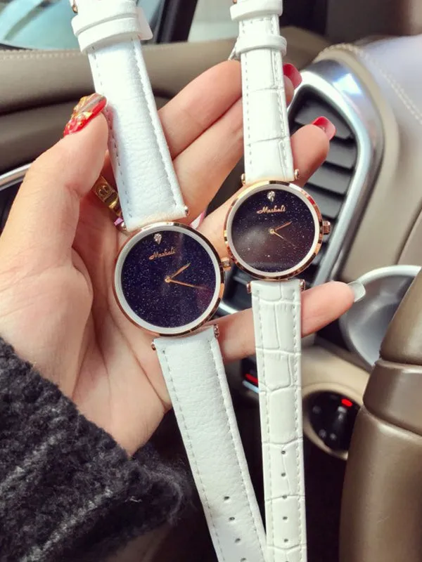 Starry Sky Leather Belt Women's Watch