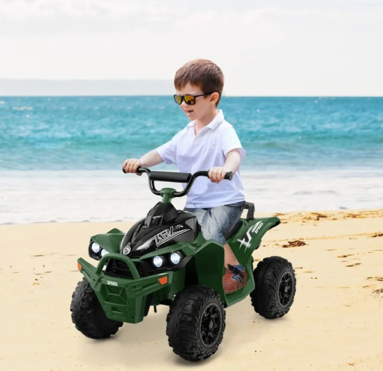 Super Fun 2025 Kids 12V Ride On Car, ATV 1 Seater | Ages 3-8 | Horn | Lights | Music | 4 Wheeler | Upgraded 4 Wheeler