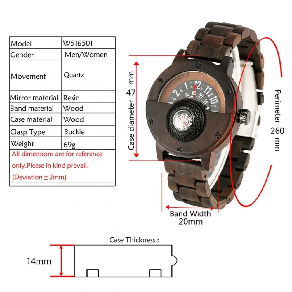 TEEK - Wood Compass Turn Mens Watch