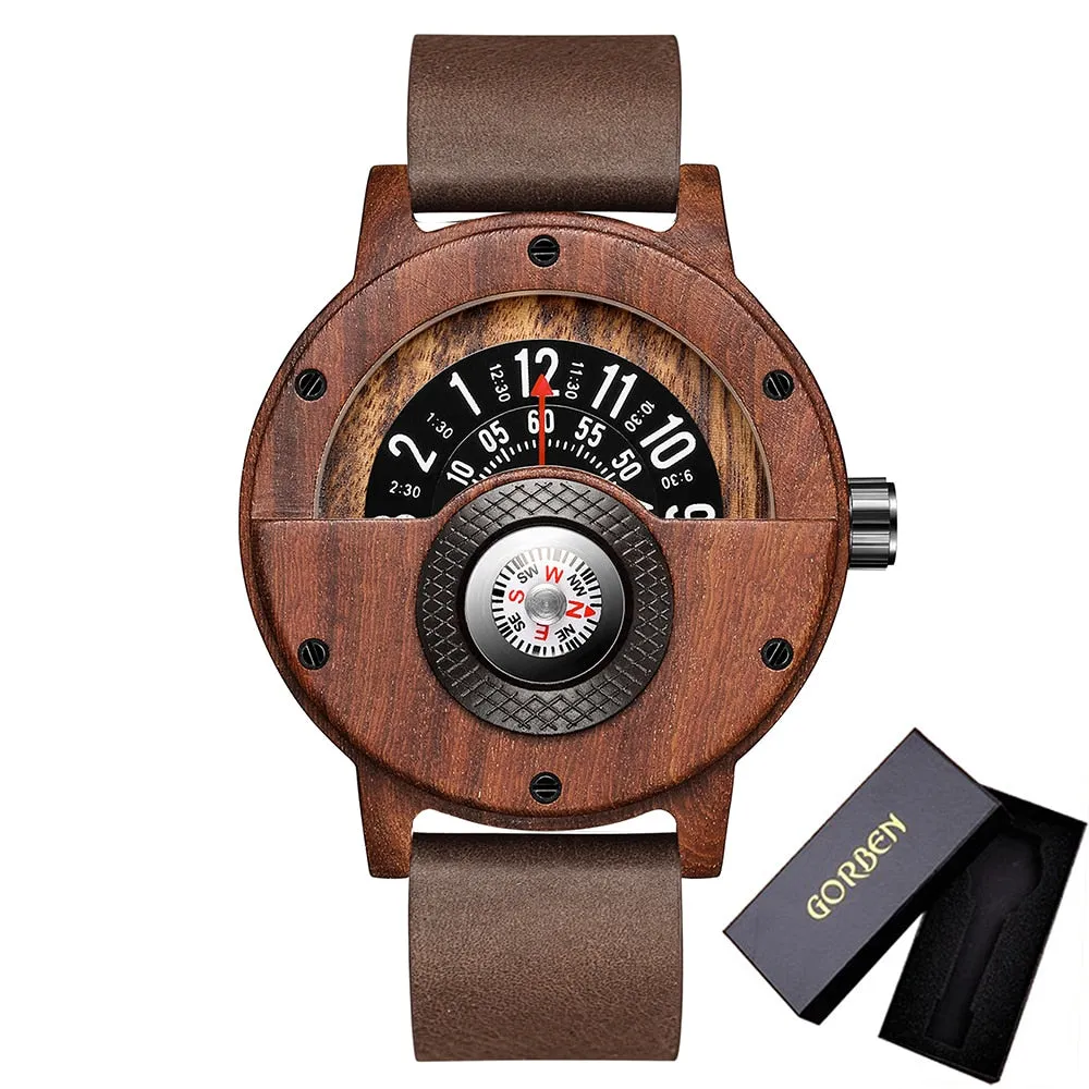 TEEK - Wood Compass Turn Mens Watch