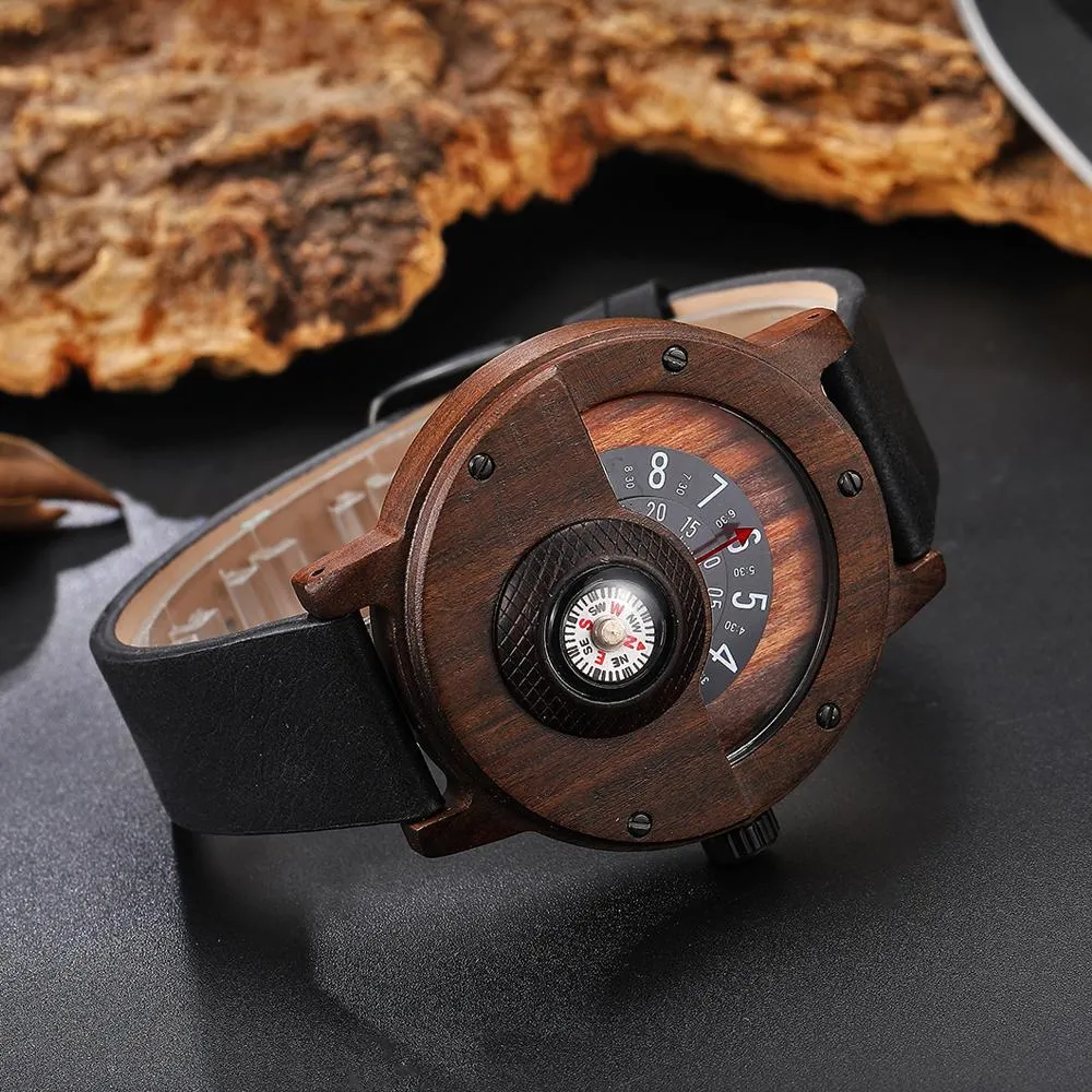 TEEK - Wood Compass Turn Mens Watch