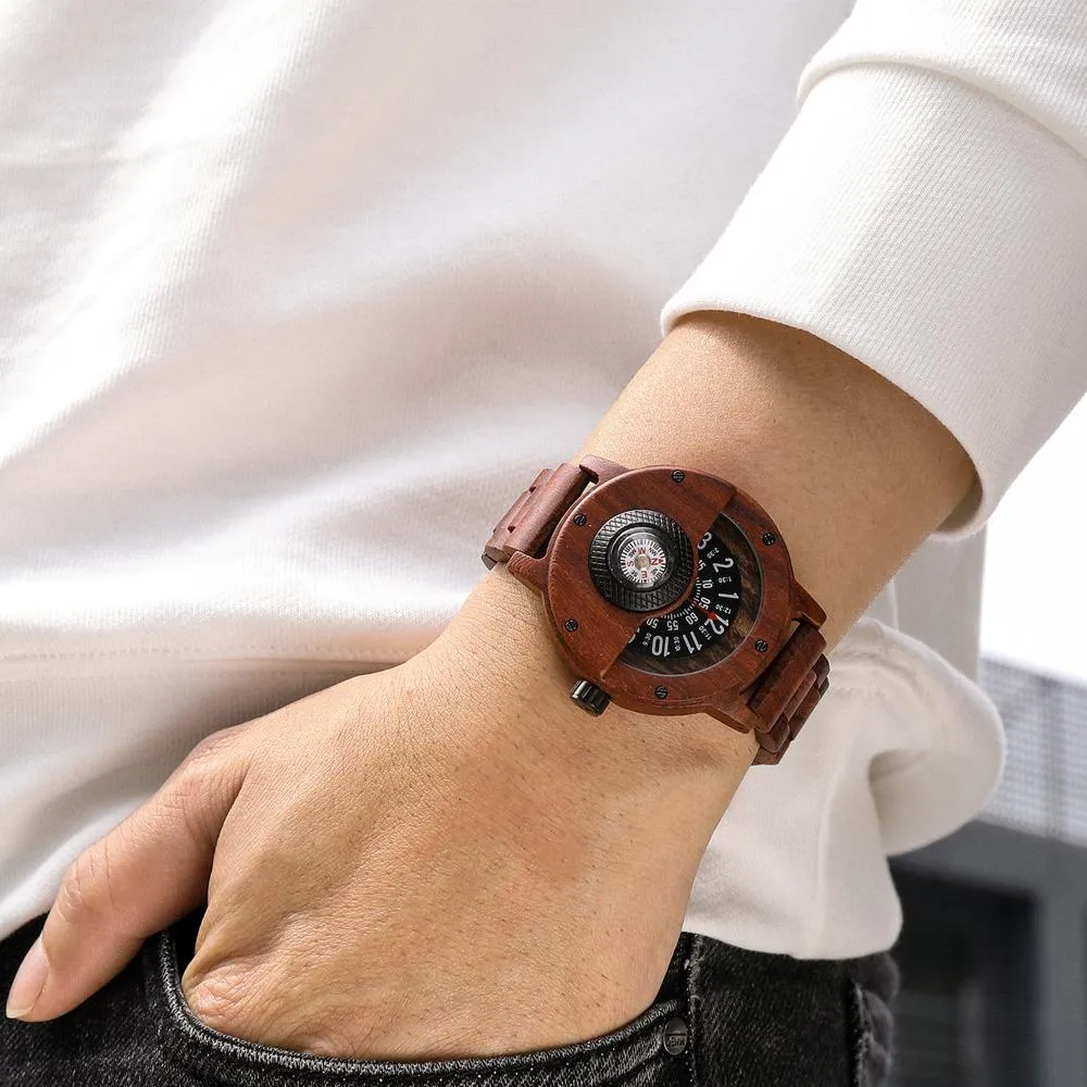 TEEK - Wood Compass Turn Mens Watch