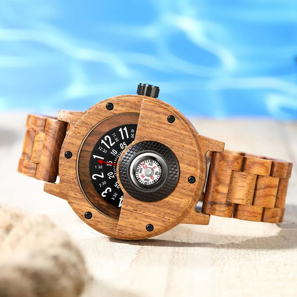 TEEK - Wood Compass Turn Mens Watch