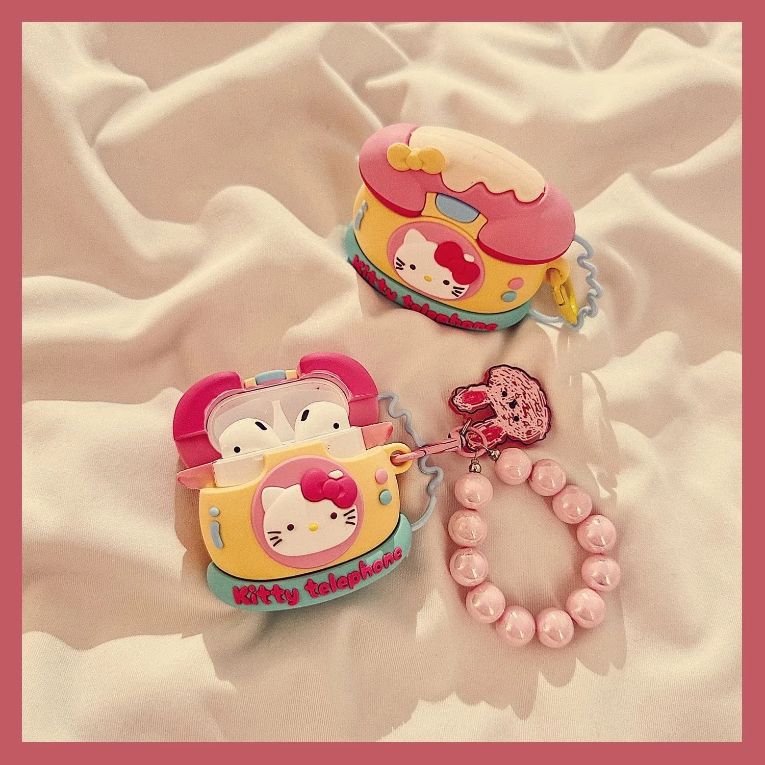 Telephone Kitty AirPods Earphone Case With Chain