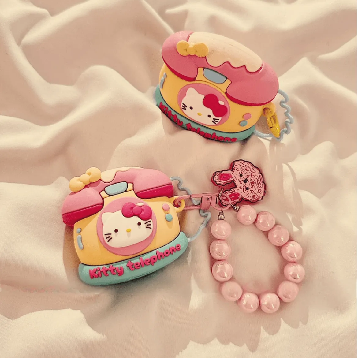 Telephone Kitty AirPods Earphone Case With Chain