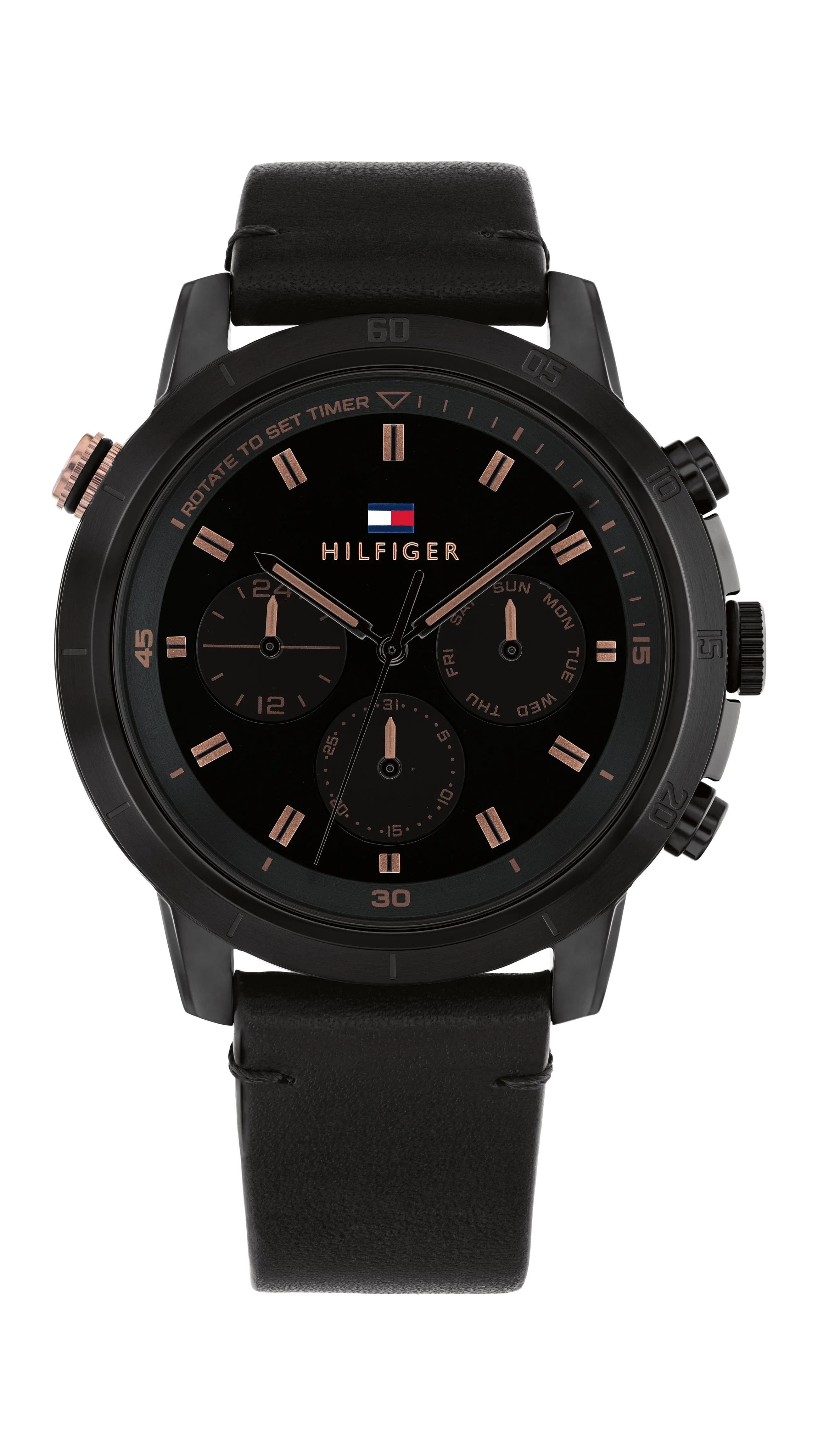 Tommy Hilfiger Troy Black Leather Black Dial Men's Watch 1792110