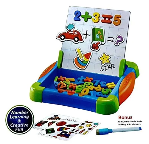 Toyshine Sunshine magnetic fun way to learn numbers and drawing board with cue cards (Multi color)