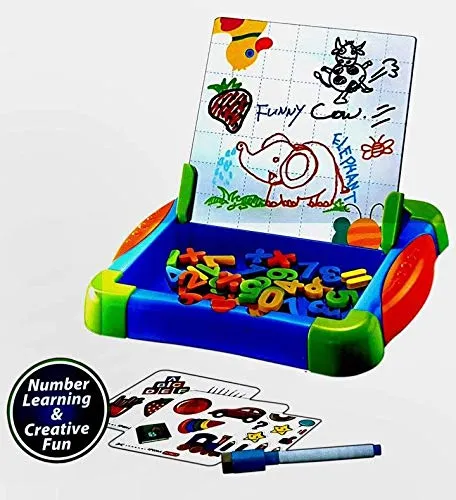 Toyshine Sunshine magnetic fun way to learn numbers and drawing board with cue cards (Multi color)